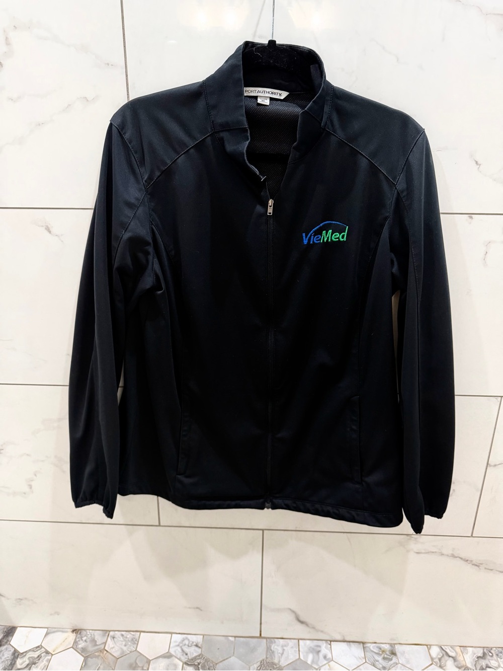 PORT AUTHORITY VieMed Black SOFT SHELL Logo Zip-Up Jacket Sz XL  scrub jacket